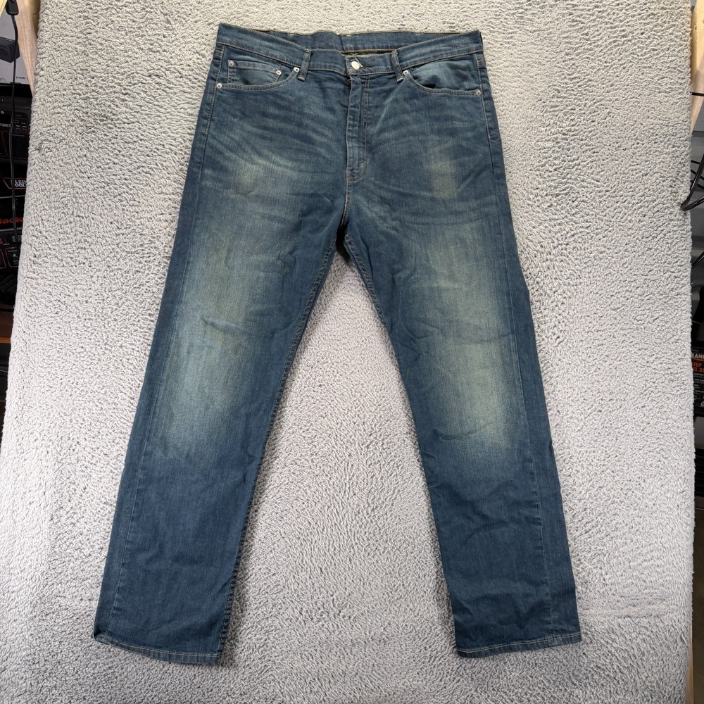 Levi's 505 Jeans Mens 40x32 Blue Cotton Denim Straight Workwear Faded Stretch